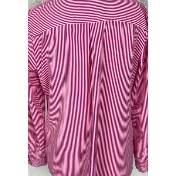 Notations Large Pink White Stripe Button Front Blouse Polyester Spandex - Picture 6 of 7